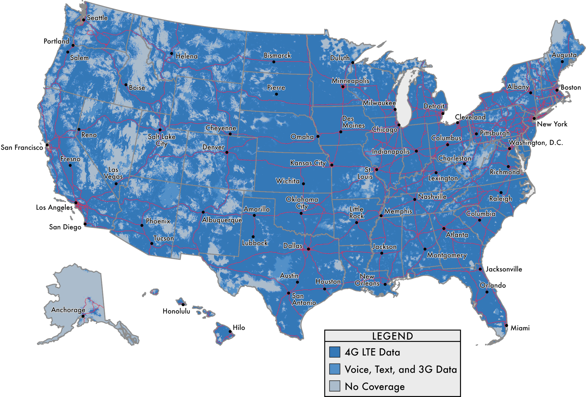 NorthwestCell national coverage map